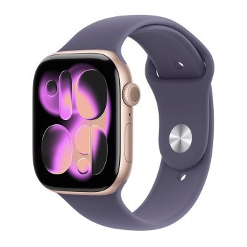 Apple Watch Series 11, 46 mm, Rose Gold Aluminum Purple Fog Sport Band M/L